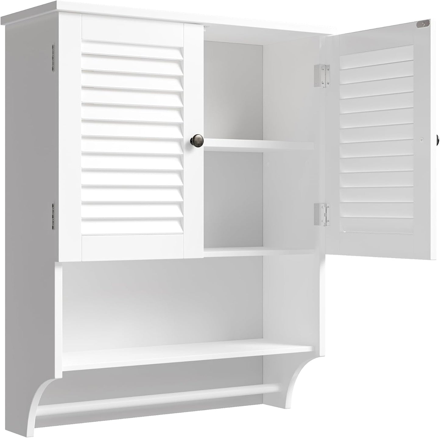Modern Bathroom Wall Cabinet with Towel Bar & Adjustable Shelf
