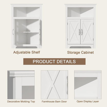 Farmhouse Corner Storage Cabinet with Barn Door & Adjustable Shelf