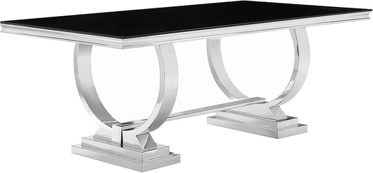 Modern Silver-Tone Dining Table – Elegant Contemporary Kitchen Table