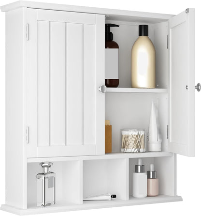 Modern Bathroom Wall Cabinet with 2 Doors & Adjustable Shelves