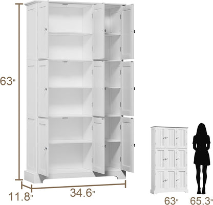 Modern Bathroom Storage Cabinet with Doors & Adjustable Shelves