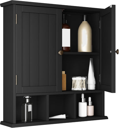 Modern Bathroom Wall Cabinet with 2 Doors & Adjustable Shelves