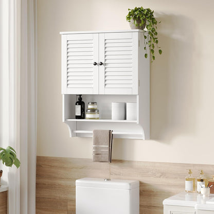 Modern Bathroom Wall Cabinet with Towel Bar & Adjustable Shelf