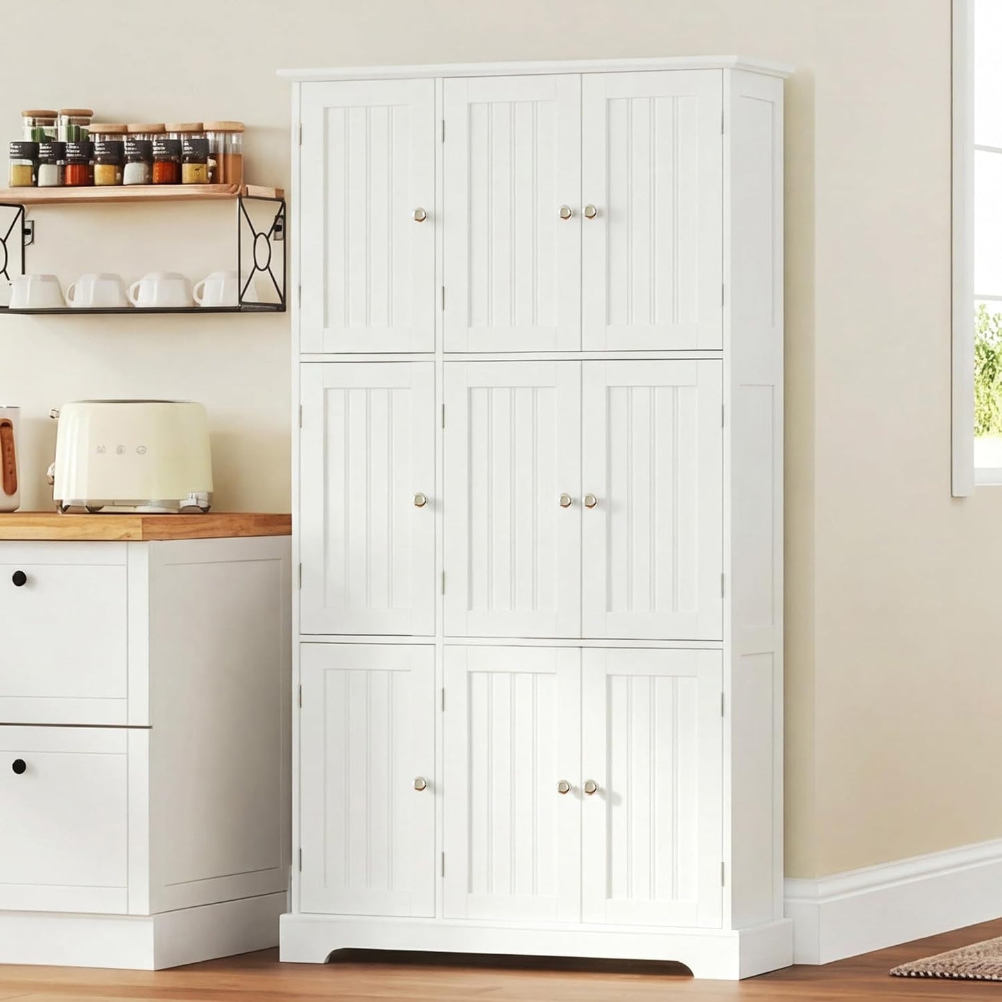 Modern Bathroom Storage Cabinet with Doors & Adjustable Shelves
