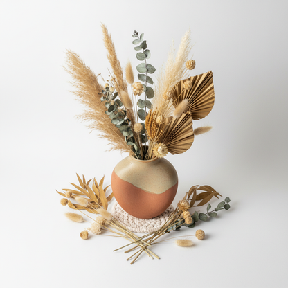 Interior decoration vase with dried botanicals